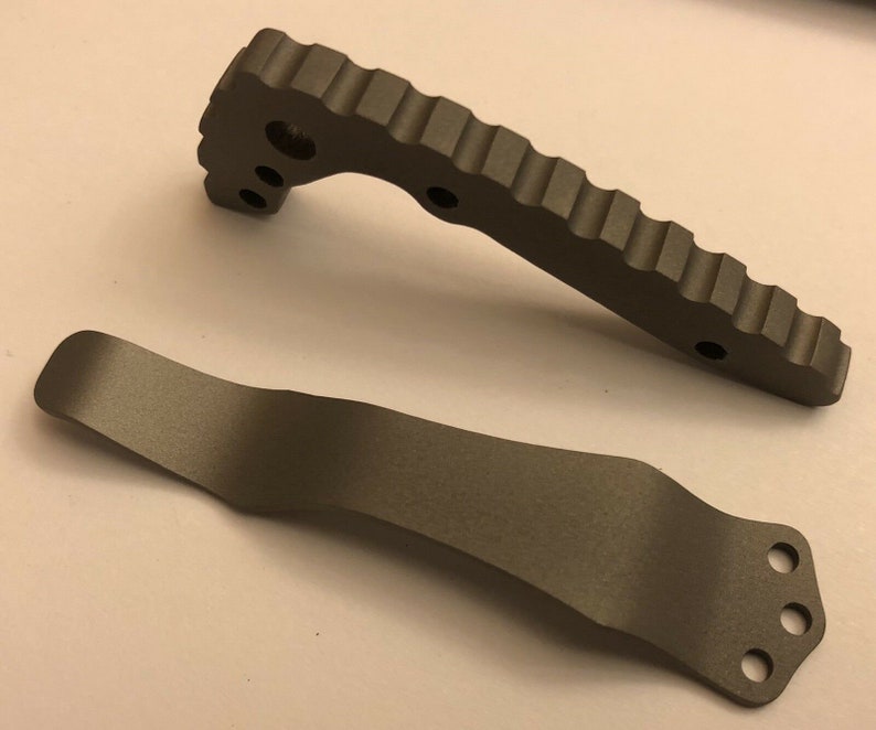 Flat Gray Titanium Back Spacer Set for Emerson CQC-7 Knife Nylon Spacer Model image 6