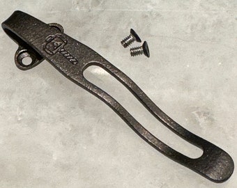 Dark Vintage Bronze Titanium Deep Carry Pocket Clip Made For Benchmade Osborne 940 Bugout 535 & Bailout 537 Folder Knife