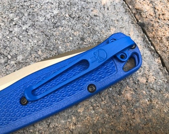 Matte Blue Titanium Deep Carry Pocket Clip Made For Benchmade Bugout 535 Folder Knife
