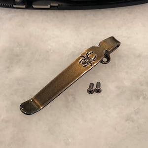 Golden Bronze Titanium Deep Carry Pocket Clip For Spyderco Para 3 Paramilitary 2 Knife