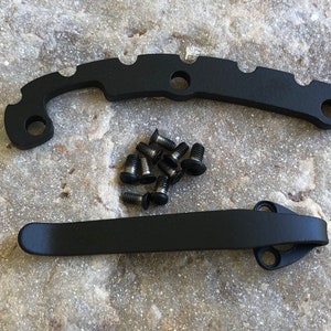 Black Titanium Back Spacer, Deep Pocket Clip & Screws Set for Spyderco Tenacious C122GP Knife