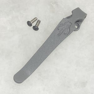 Flat Gray Titanium Deep Carry Pocket Clip For Zero Tolerance ZT0300 ZT0350 ZT0301 ZT0303 Knife with Mythosaur Skull image 1
