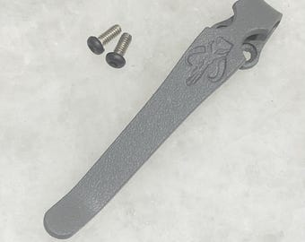Flat Gray Titanium Deep Carry Pocket Clip For Zero Tolerance ZT0300 ZT0350 ZT0301 ZT0303 Knife with Mythosaur Skull