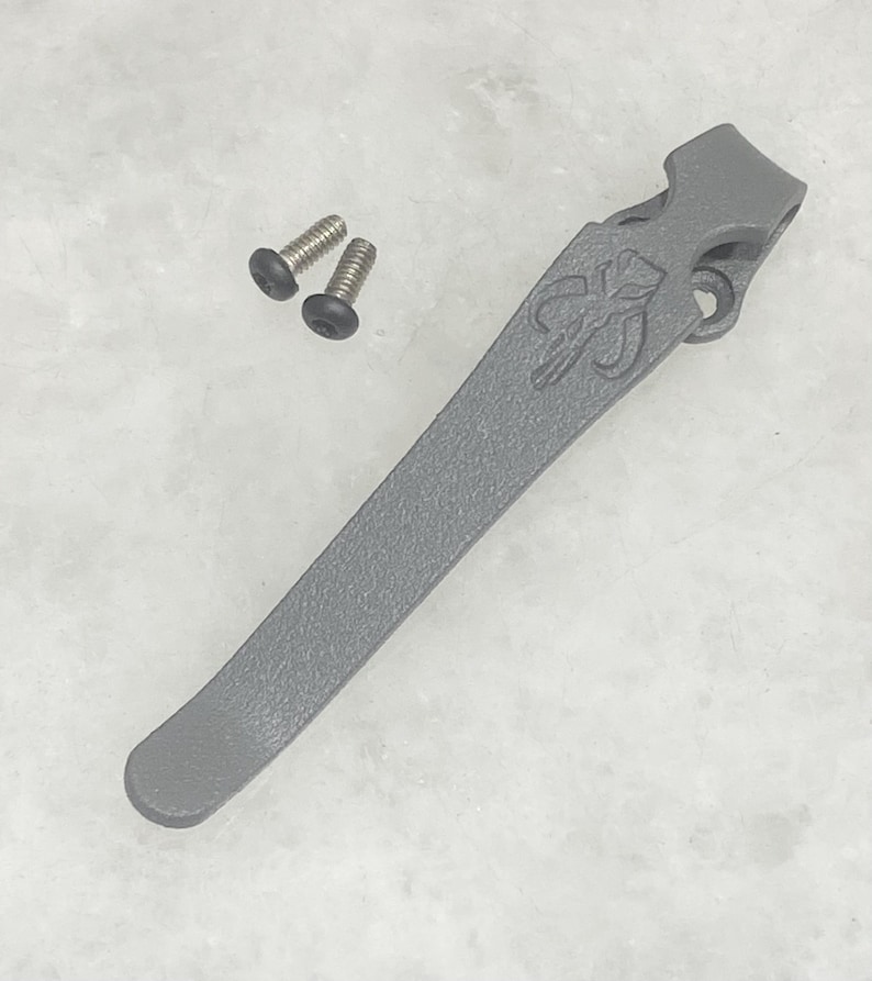 Flat Gray Titanium Deep Carry Pocket Clip For Zero Tolerance ZT0300 ZT0350 ZT0301 ZT0303 Knife with Mythosaur Skull image 1