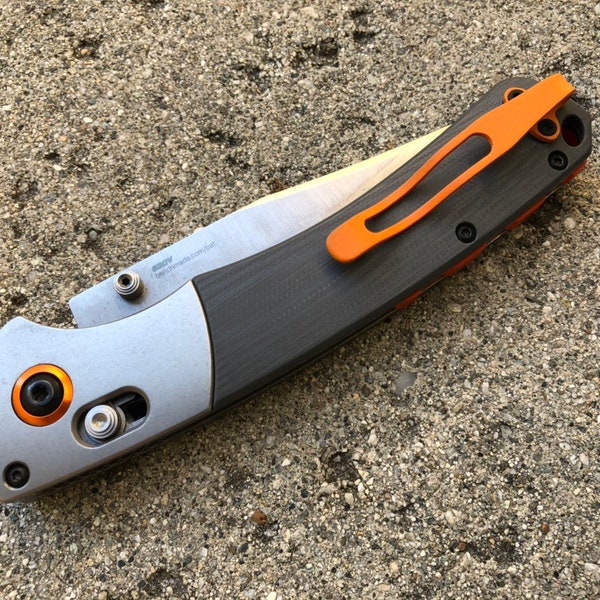 Orange Titanium Deep Carry Pocket Clip For Benchmade Crooked River Griptilian Grizzly Ridge Knife Folders