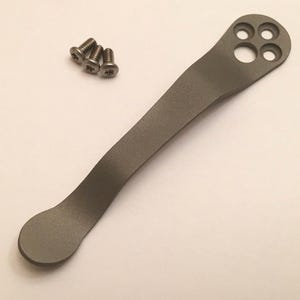 Flat Gray Titanium Pocket Clip Made For Spyderco Stretch Delica 4 Endura 4