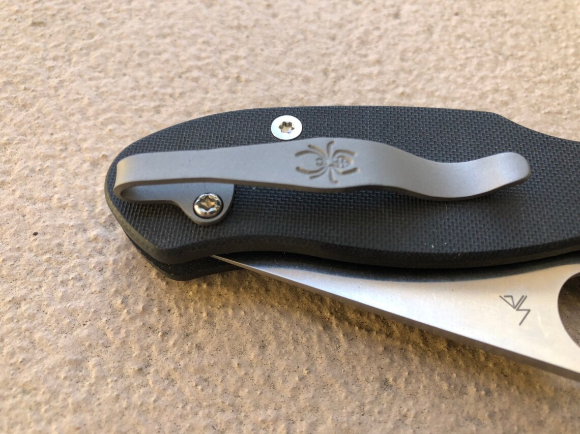 Spyderco Pocket Clip Gray Titanium Deep Carry Pocket Clip Etsy