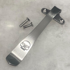 Satin Titanium Deep Carry Pocket Clip For Cold Steel AD10 Knife AD-10 Folder - Right Hand