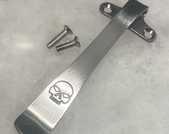 Satin Titanium Deep Carry Taschenclip für Cold Steel AD10 Messer AD-10 Ordner - Rechte Hand
