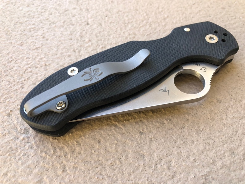 Spyderco Pocket Clip Gray Titanium Deep Carry Pocket Clip Etsy