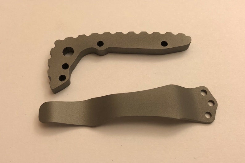 Flat Gray Titanium Back Spacer Set for Emerson CQC-7 Knife Nylon Spacer Model image 1
