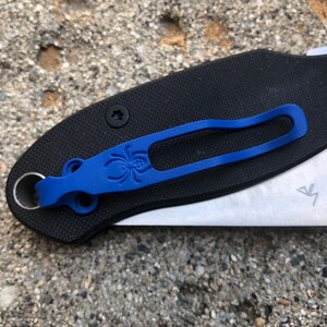 Blue Titanium Deep Carry Pocket Clip Made For Spyderco Para 3 Paramilitary 2 Manix 2 G10 and Native 5 G10 Knife