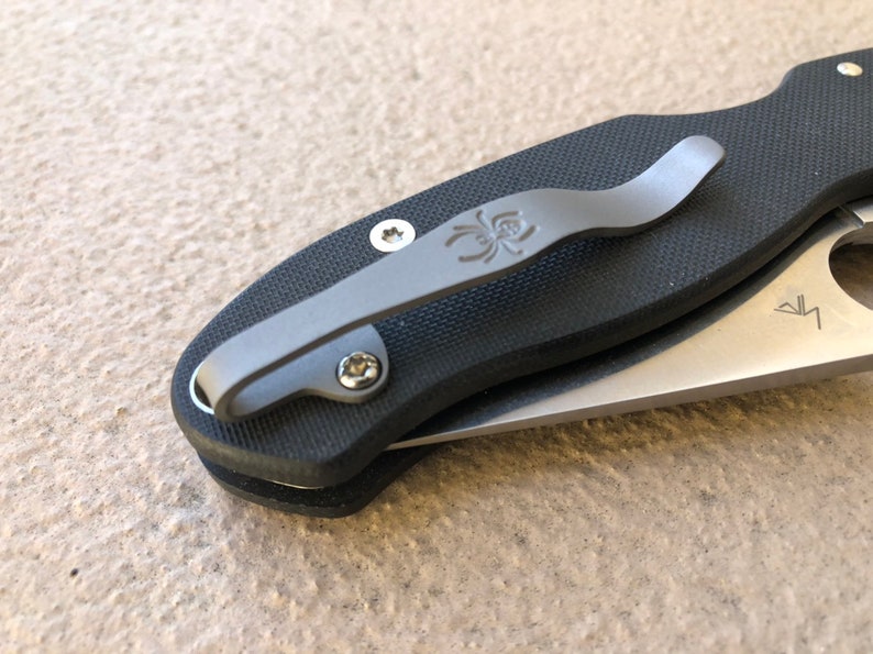 Spyderco Pocket Clip Gray Titanium Deep Carry Pocket Clip Etsy