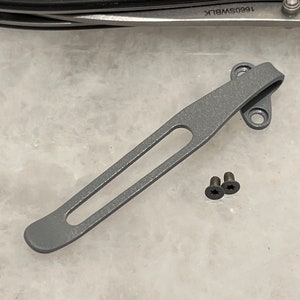Ash Gray Titanium Deep Carry Pocket Clip Made For Kershaw Leek 1660 Knife