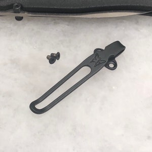 Flat Black Titanium Deep Carry Pocket Clip For Benchmade 530, Bugout 535 & Bailout 537 Folder Knife