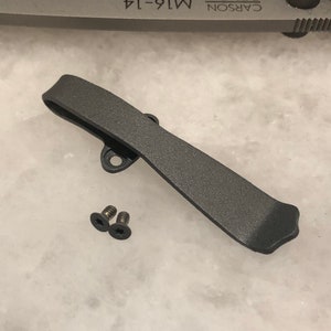 Gray Titanium Deep Carry Pocket Clip for CRKT M16 Aluminum Handle Knives