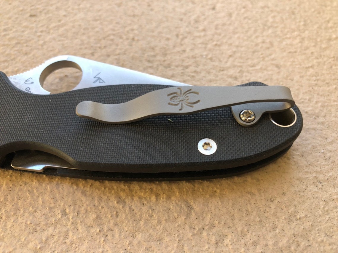 Spyderco Pocket Clip Gray Titanium Deep Carry Pocket Clip Etsy