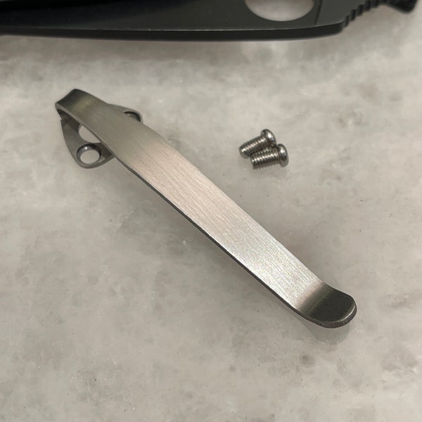 Satin Titanium Deep Carry Pocket Clip For Spyderco Tenacious Persistence Ambitious Resilience Folder Knife