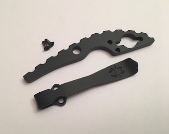 Espaciador trasero y clip de bolsillo de titanio negro para Spyderco Manix 2 XL C95GP2 C95CFP2
