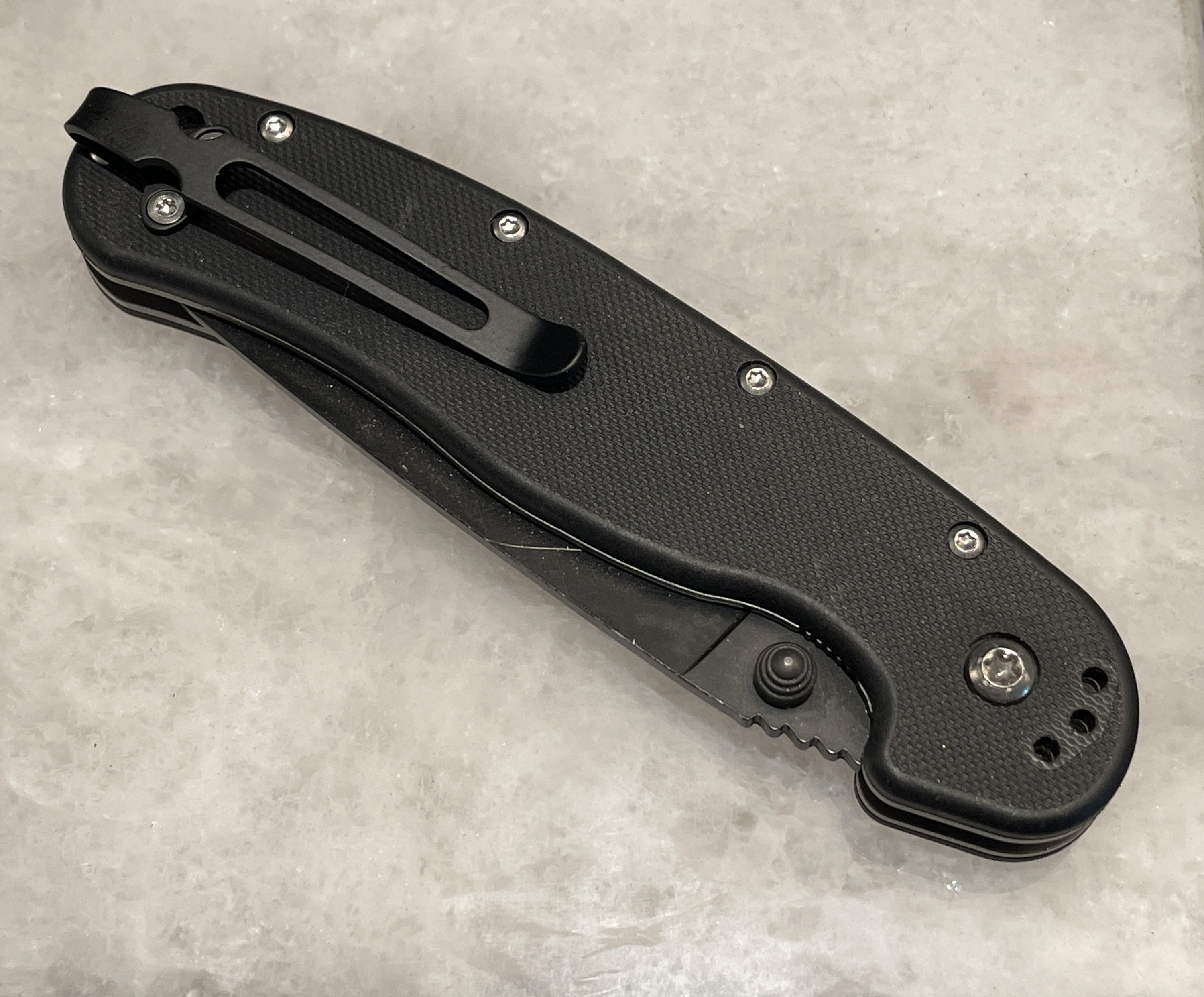 Black Titanium Deep Carry Clip for Ontario Rat 1 Knife 8848 Black Titanium Deep Carry Clip for Ontario Rat 1 Knife 8848