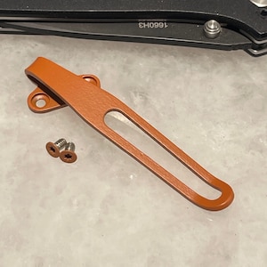 Burnt Orange Titanium Deep Carry Pocket Clip For Kershaw Leek 1660 Knife