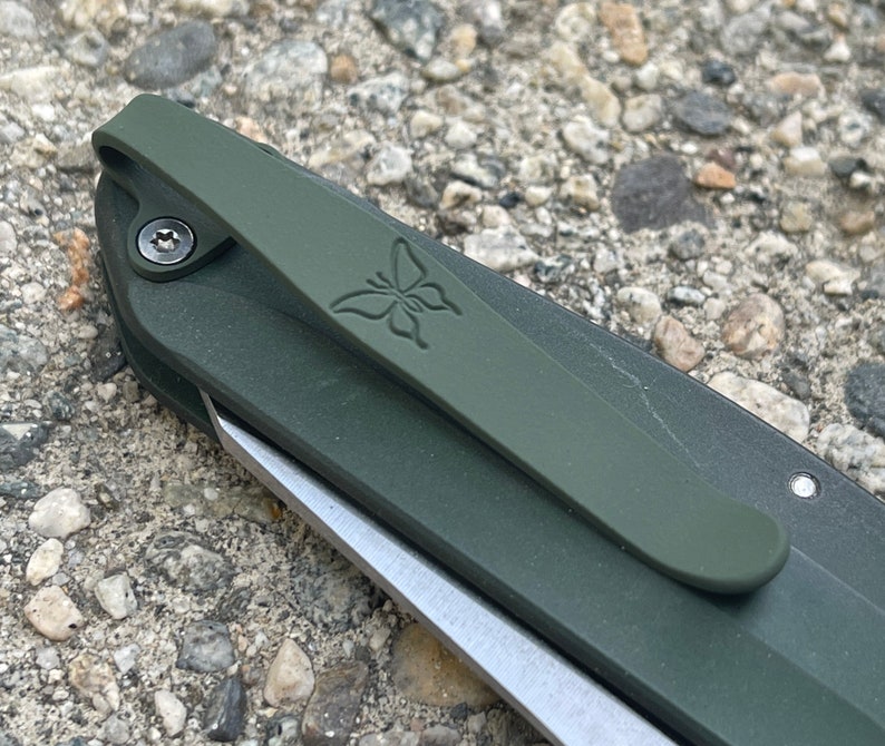 Army Green Titanium Deep Carry Pocket Clip Made For Benchmade Osborne 9400 940 943 945 Knife image 1