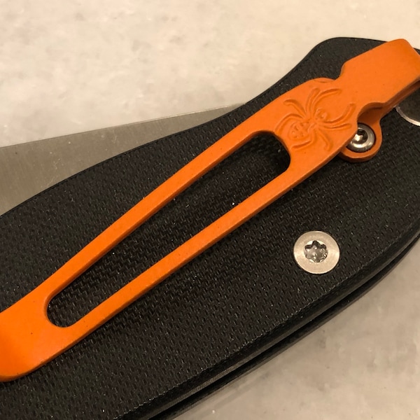 Clip de transporte profundo de titanio naranja plano para cuchillo Spyderco Paramilitar 2 Para 3 Yojimbo 2 G10