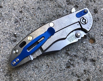 Matte Blue Titanium Pocket Clip & Tab Made For Rick Hinderer XM-18 XM-24 Folder Knife