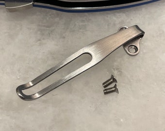 Satin Titanium Deep Carry Pocket Clip For Kizer Mini Sheepdog Folder Knife
