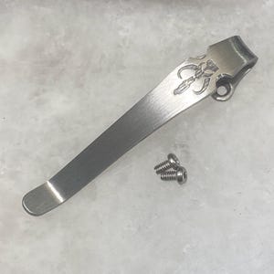 Satin Titanium Deep Carry Pocket Clip For Buck 110 112 Slim Pro Select Knife