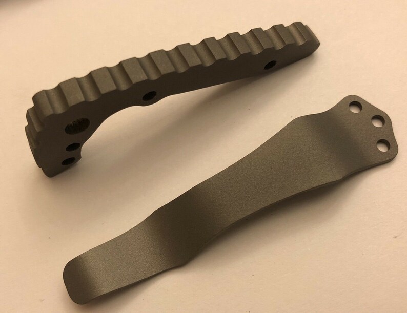 Flat Gray Titanium Back Spacer Set for Emerson CQC-7 Knife Nylon Spacer Model image 3