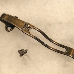 Gold Titanium Deep Carry Pocket Clip Made For Benchmade Bugout 535 & Bailout 537 Folding Knife