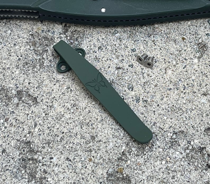 Army Green Titanium Deep Carry Pocket Clip Made For Benchmade Osborne 9400 940 943 945 Knife image 3