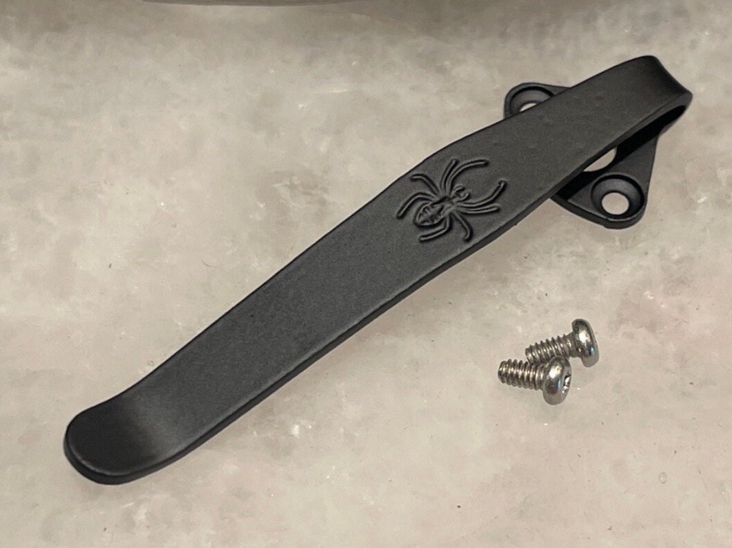 Black Titanium Deep Carry Pocket Clip With Spider – Spyderco