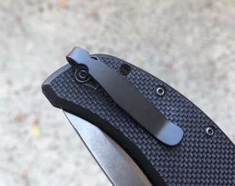 Flat Black Titanium Deep Carry Pocket Clip For Cold Steel Recon 1 Knife Folder