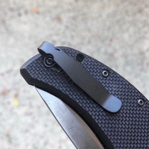 Flat Black Titanium Deep Carry Pocket Clip For Cold Steel Recon 1 Knife Folder