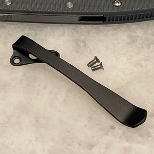 Flat Black Titanium Deep Carry Pocket Clip For Andrew Demko AD20.5 Knife Folder - Right Hand