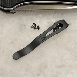 Black Titanium Deep Pocket Clip For WE Knife CIVIVI Elementum Knife with Kanji Marking