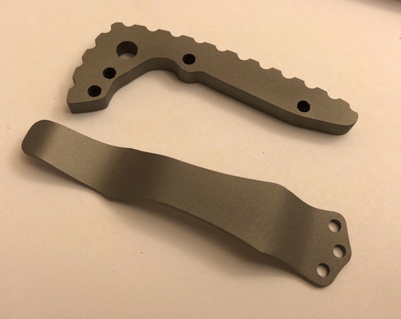 Flat Gray Titanium Back Spacer Set for Emerson CQC-7 Knife Nylon Spacer Model image 4