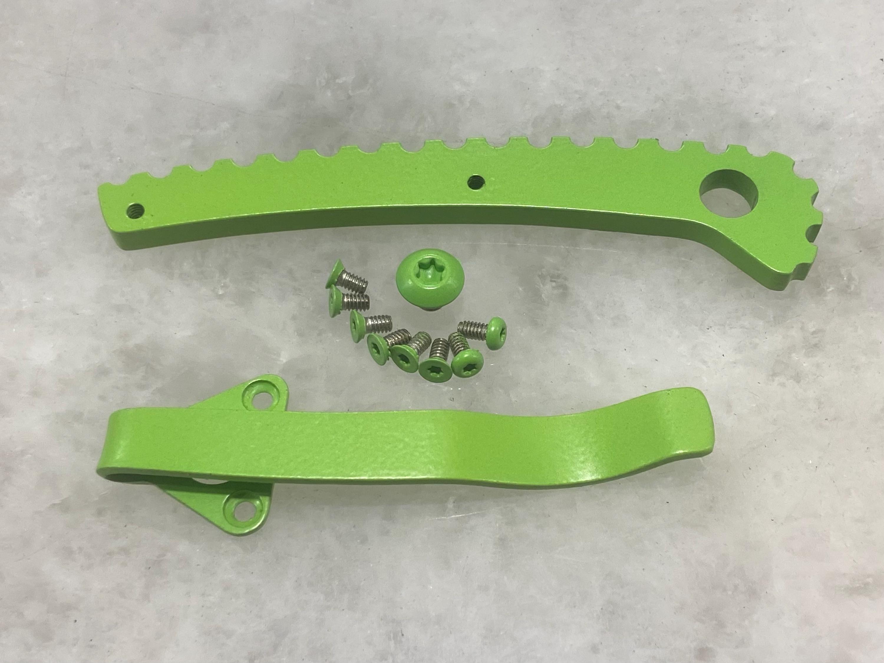 Zombie Green Titanium Back Spacer & Pocket Clip for Spyderco