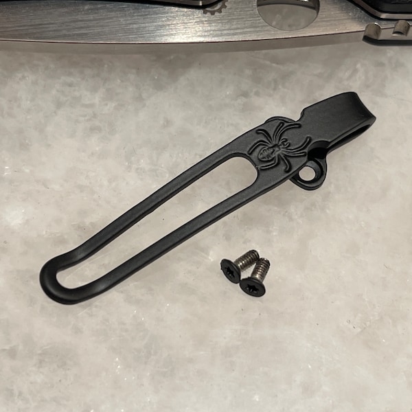 Flat Black Titanium Deep Carry Pocket Clip Made For Spyderco C240CFP Smock Knife