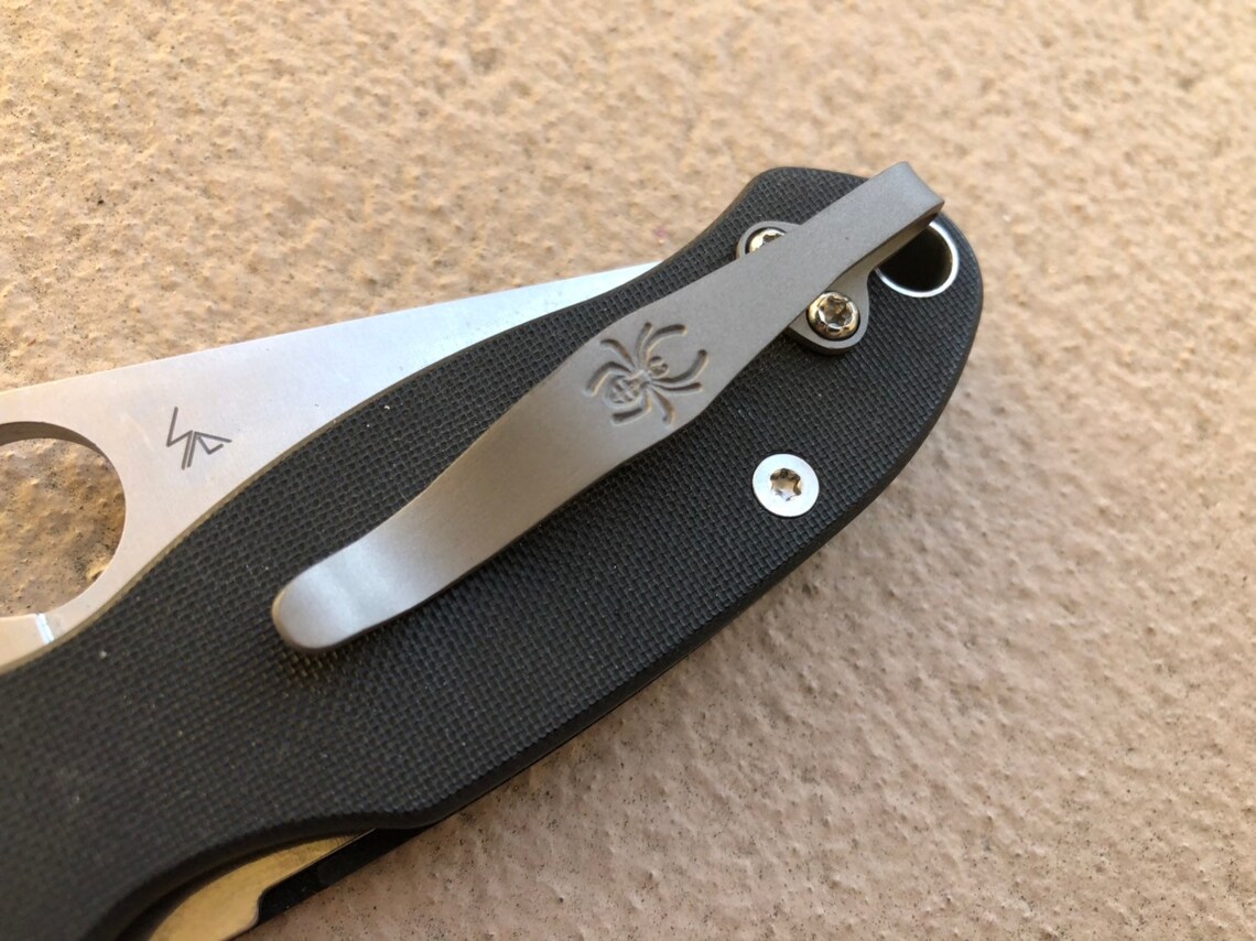 Spyderco Pocket Clip Gray Titanium Deep Carry Pocket Clip Etsy