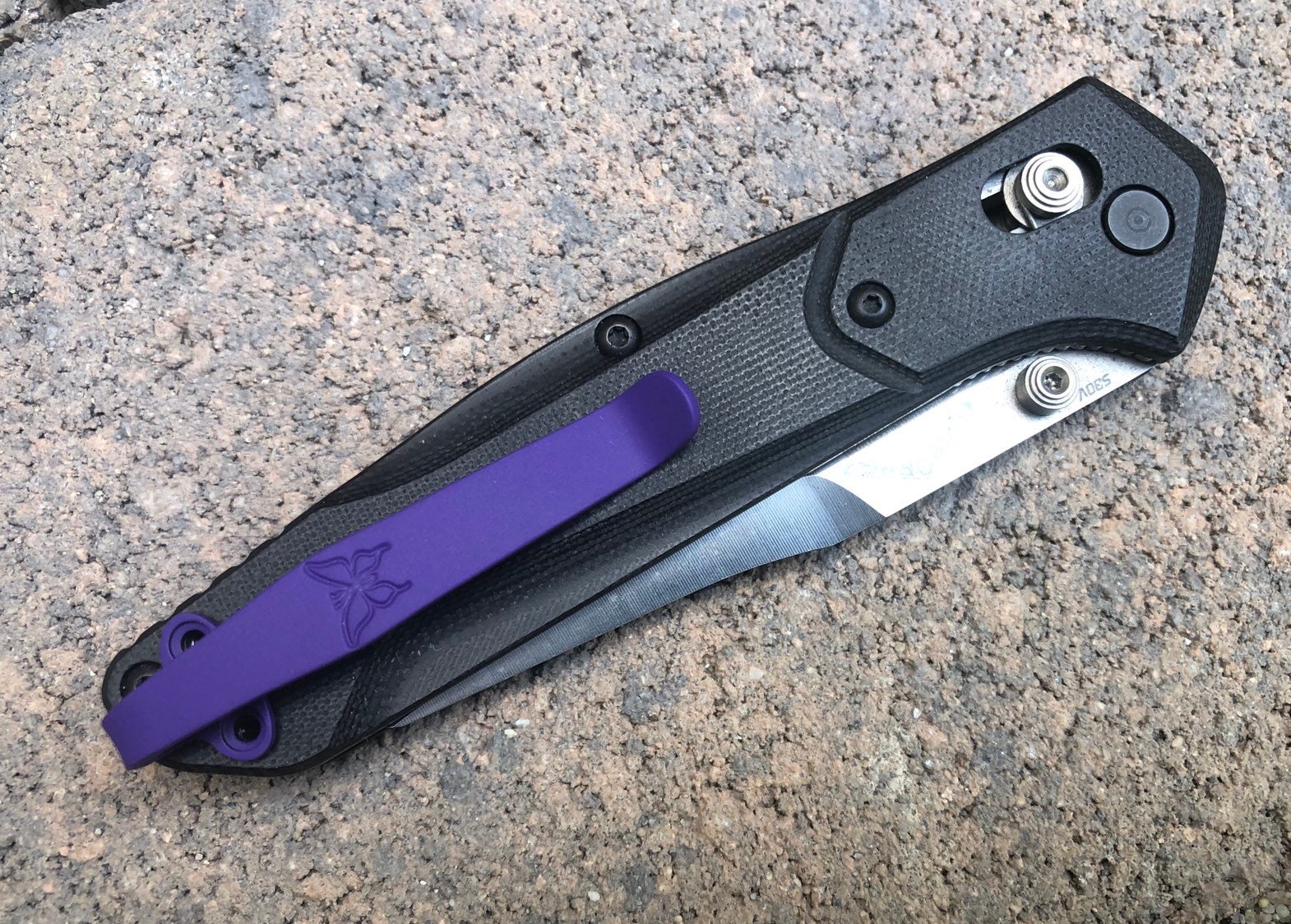 Purple Titanium Deep Carry Pocket Clip For Benchmade 940 Green Aluminum Handle 