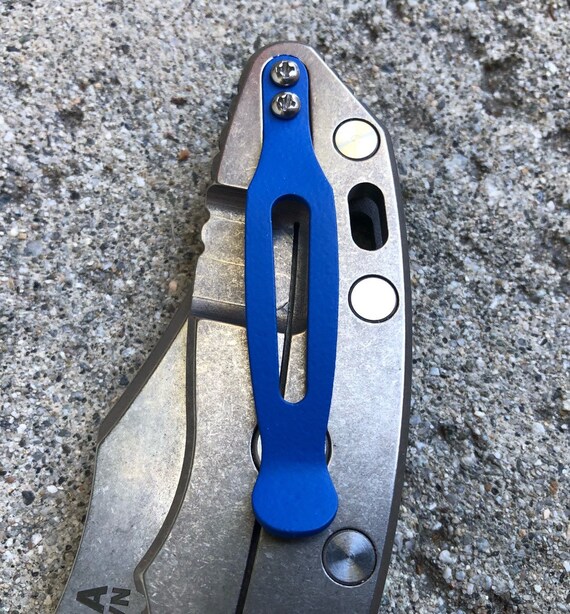 Matte Blue Titanium Pocket Clip & Tab Made for Rick Hinderer XM-18