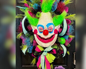 Halloween Clown Wreath | Creepy Clown Wreath | Front Door Wreath| Evil Clown wreath |Killer Clown wreath |Halloween decor