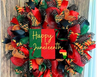 Juneteenth Wreath | Front Door Wreath | Black and Red Wreath | Juneteenth decor