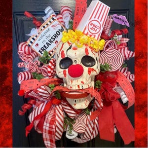 Clown wreath | Spooky Wreath | Halloween Wreath | Halloween Decor| Circus Halloween Wreath | Hallowen Creepy Clown Wreath | Evil Clown Decor