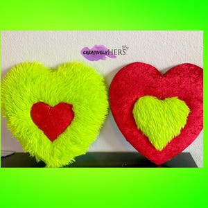 Heart Wreath Attachment |Christmas Wreath Attachment | Fuzzy Lime Green Heart | Wreath Embellishment |Green Monster Heart