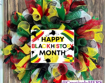 Black History Month Wreath | Front Door Wreath | Black and Red Wreath | CreativelyHERS