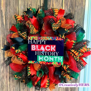 Black History Month Wreath | Front Door Wreath | Black and Red Wreath | CreativelyHERS
